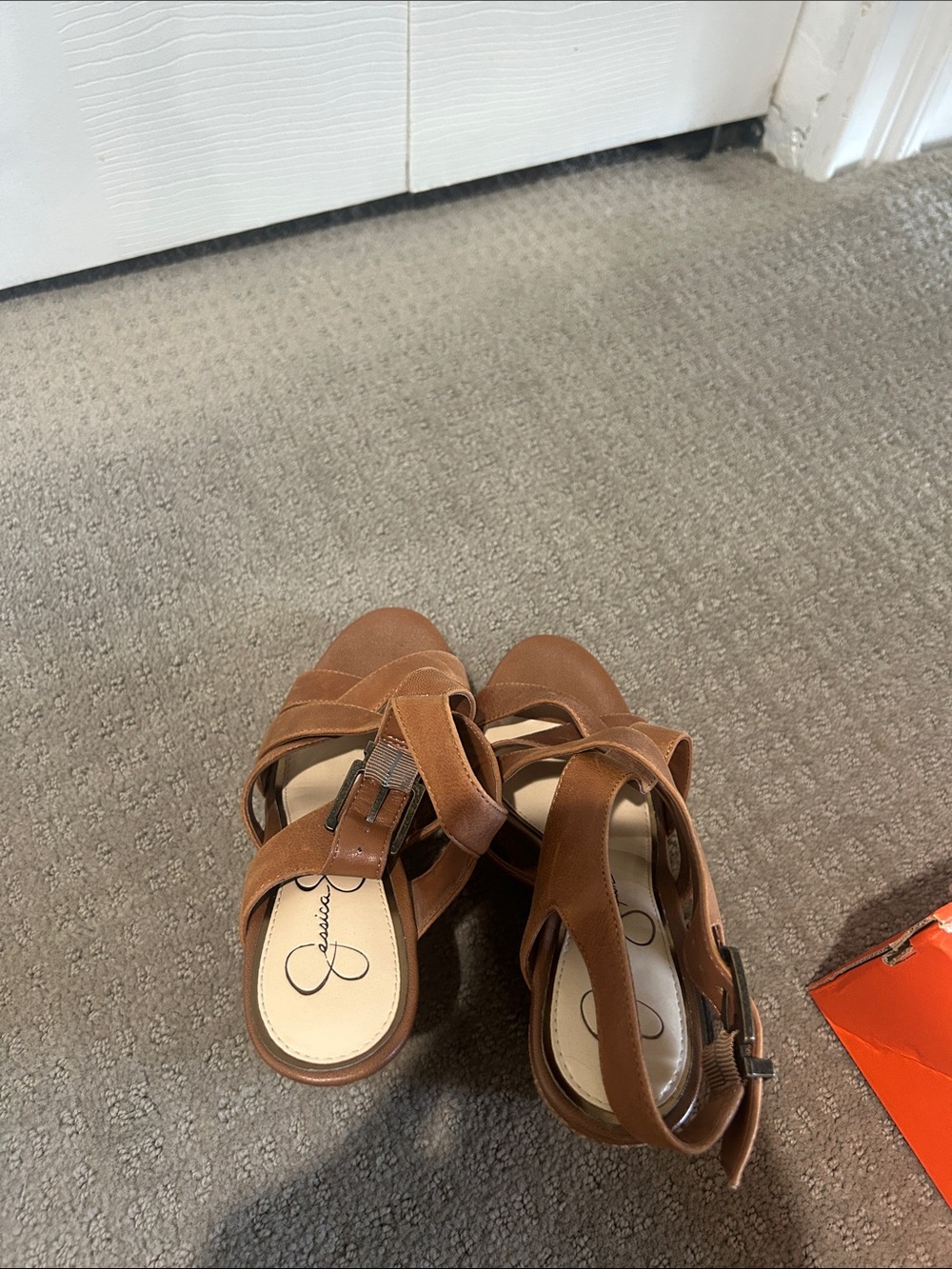 Jessica Simpson Tan Crisscross Wedge Sandals - Picture 5 of 5